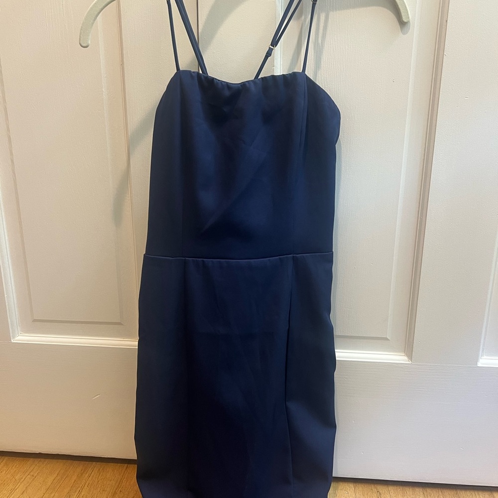 Navy Lace Up Mini Dress